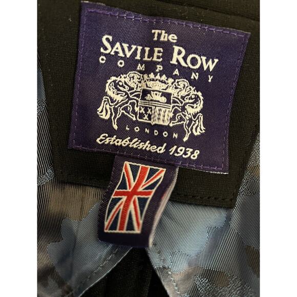 The Savile Row Fairfax Mens 42L Brit Skinny Black Notch Vent Blazer Suit Jacket - Picture 5 of 7